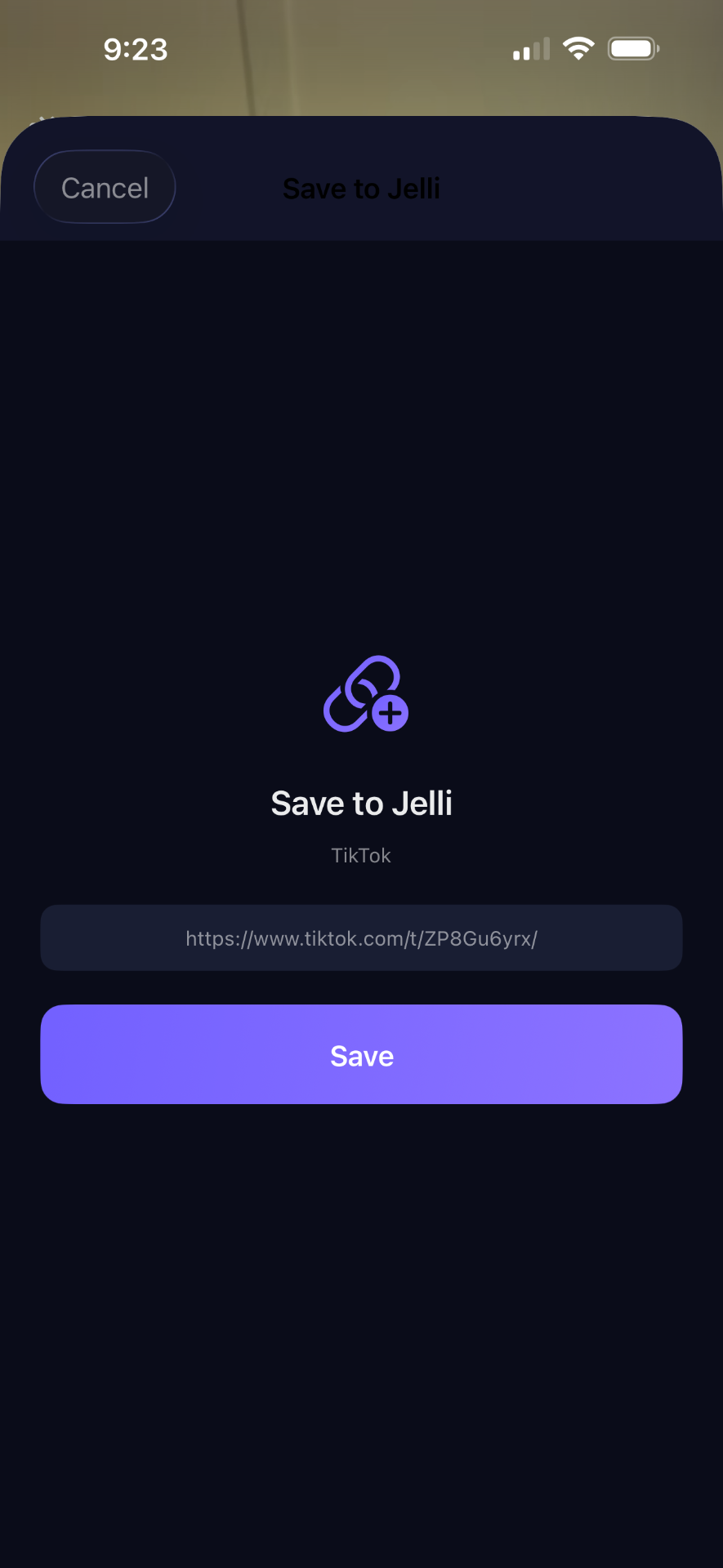 Save to Jelli confirmation screen